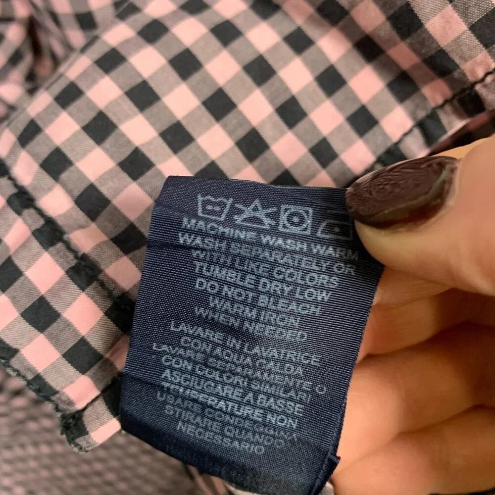 Robert Graham Button Up Shirt Size Medium Pink Black Gingham Plaid Check Preppy - Picture 10 of 12